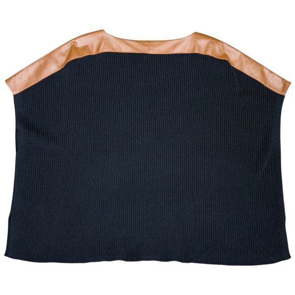 NWT Women's POLO RALPH LAUREN Sheep Leather & Silk Bld. Sweater $498 | Size OS - Picture 6 of 11